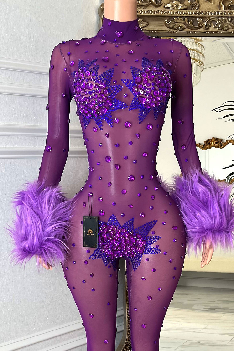 Icey Heart Purple Bodysuit (Ready To Ship)