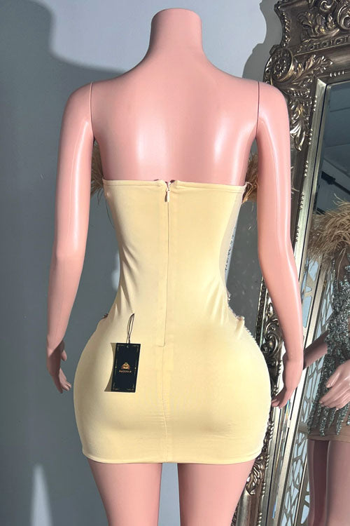 Luna Diamante Feather Dress (Ready to Ship)