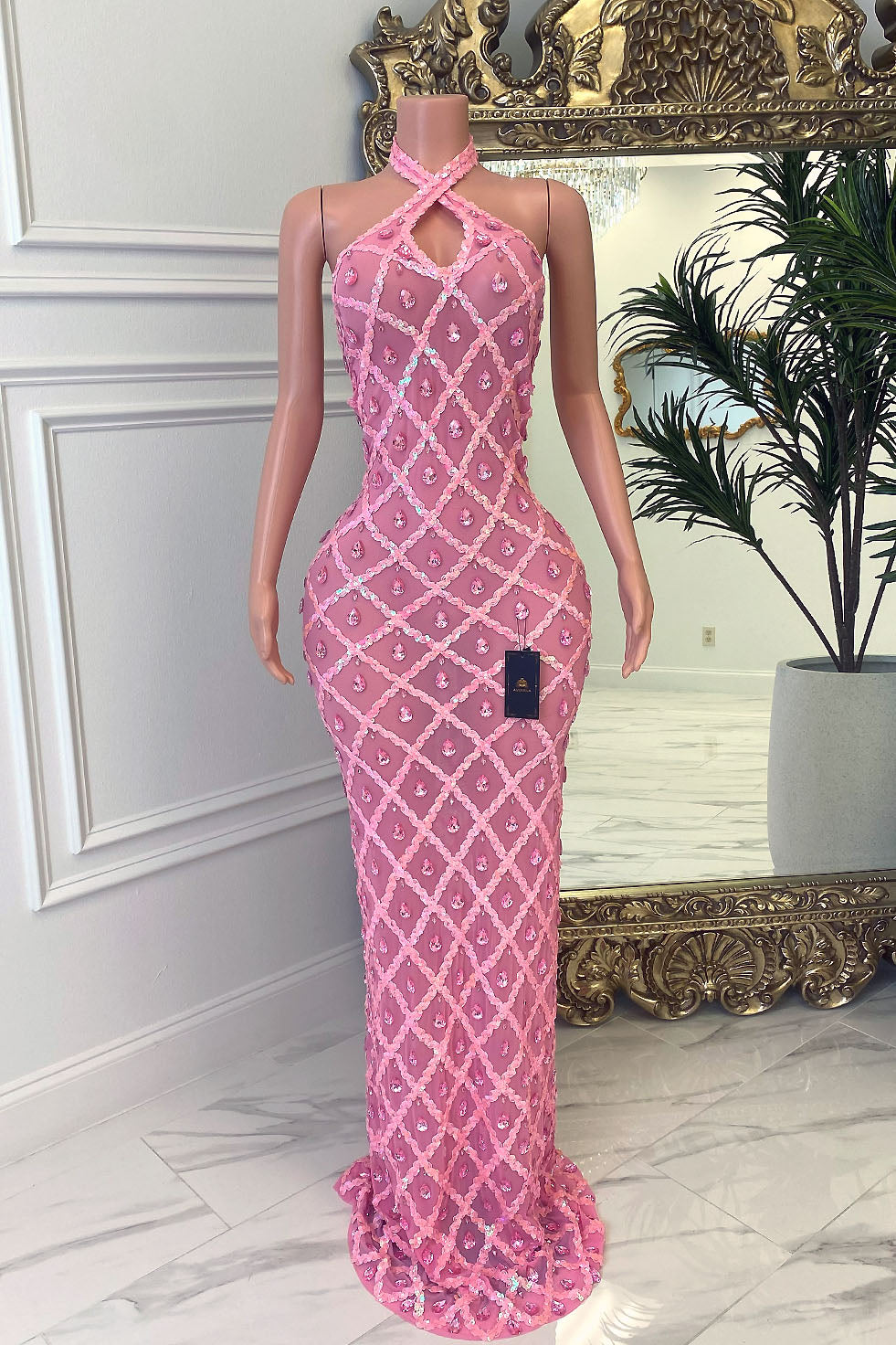 Midnight Halter Dress(Ready To Ship)