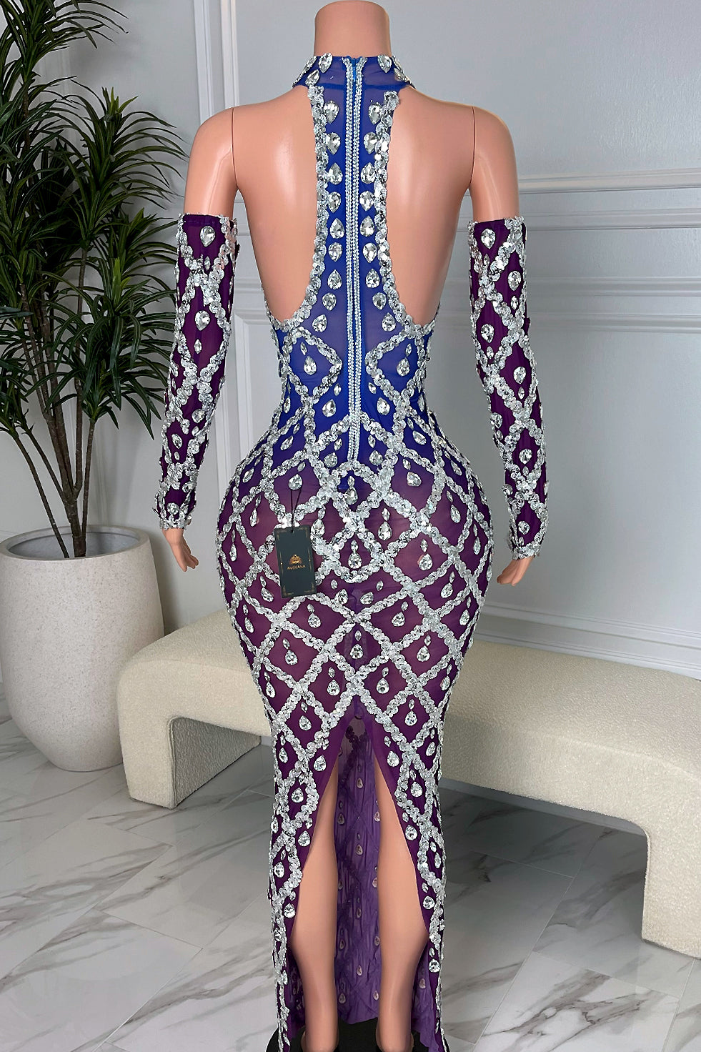 Midnight Rhinestone Dress (Ready To Ship)