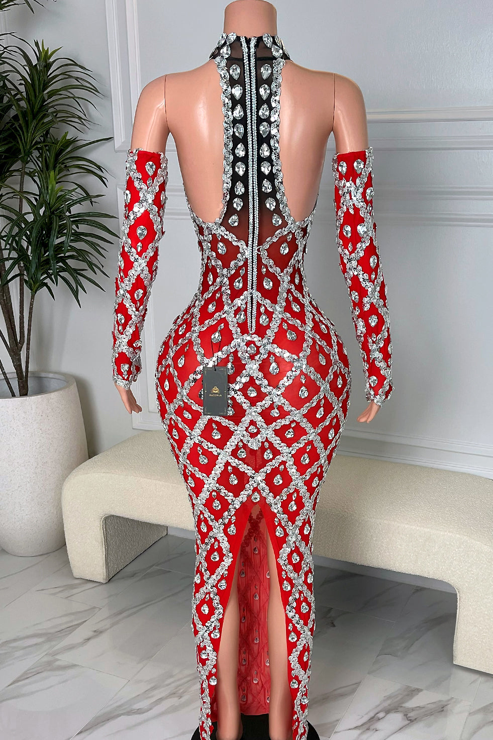 Midnight Rhinestone Dress (Ready To Ship)