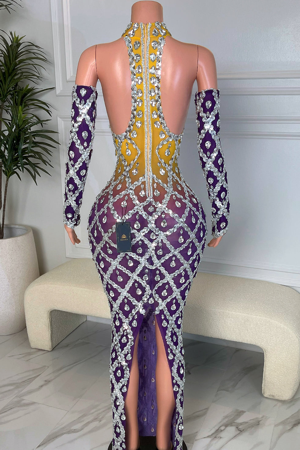 Midnight Rhinestone Dress (Ready To Ship)