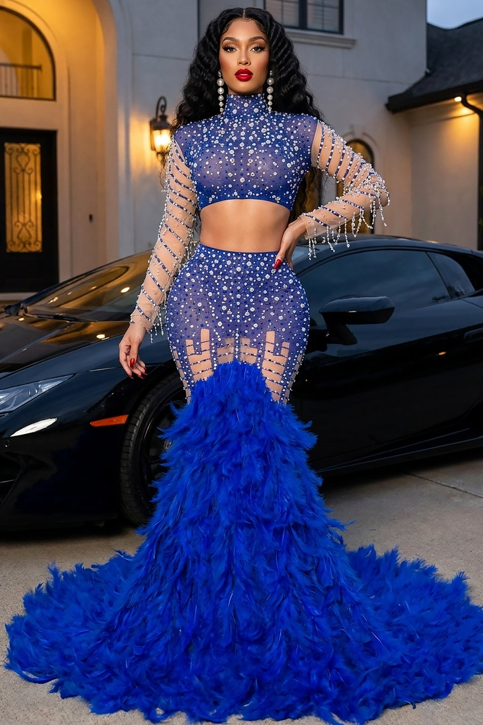 Peacock Blue Feather Set (Ready To Ship)