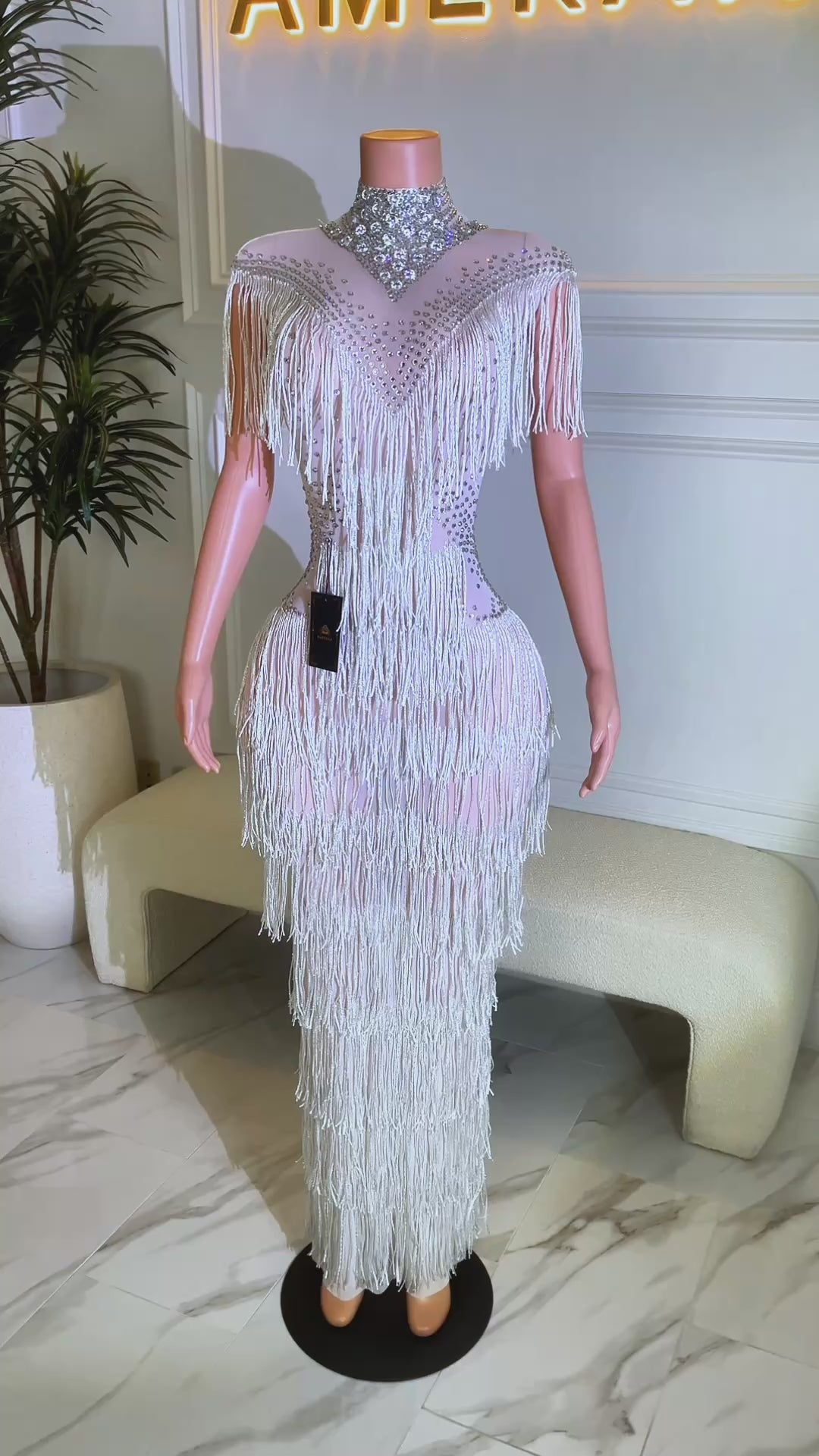 Kally White Tassel Dress(Ready To Ship)