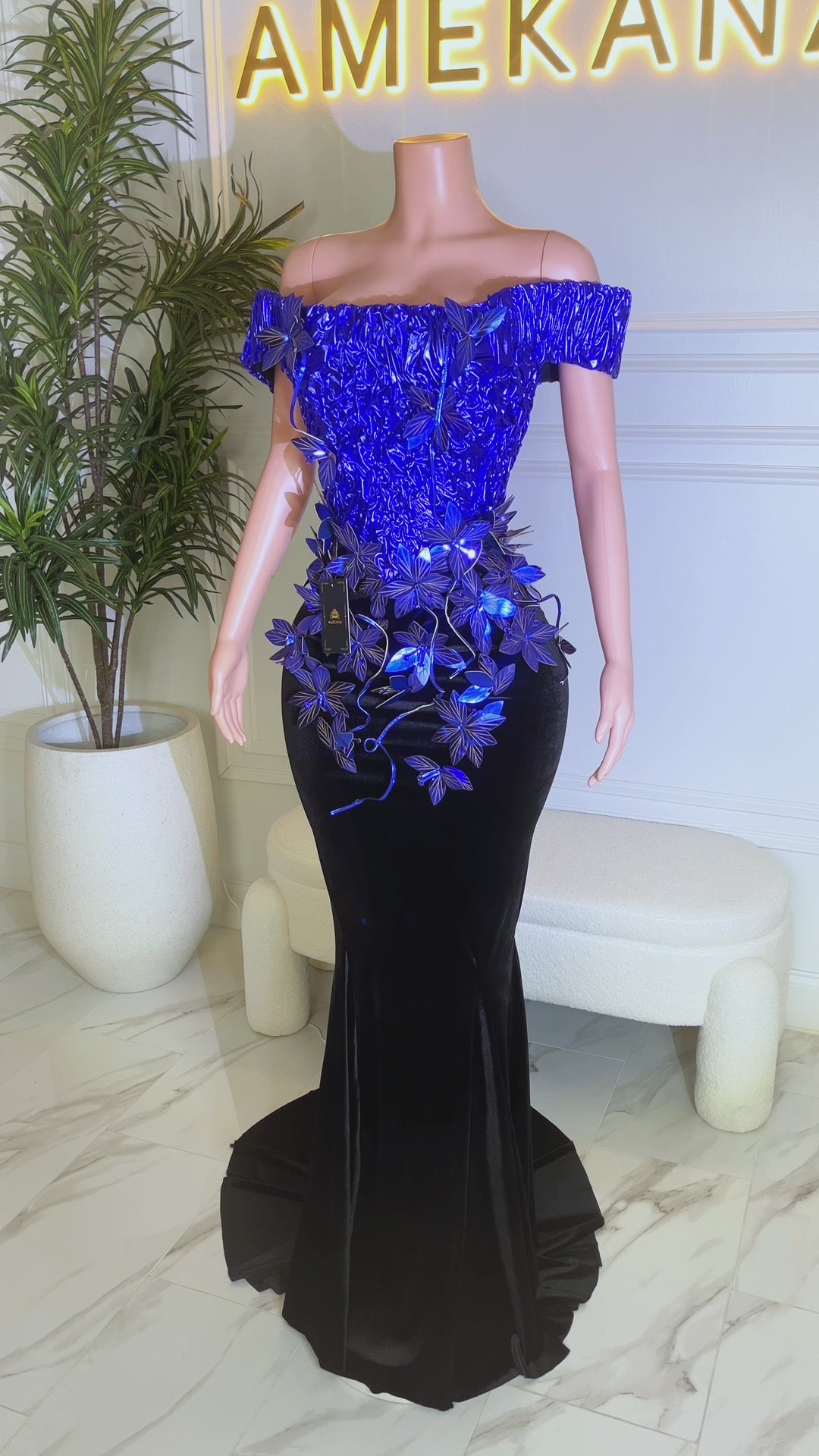 Petals At Midnight Blue Dress (Ready To Ship)