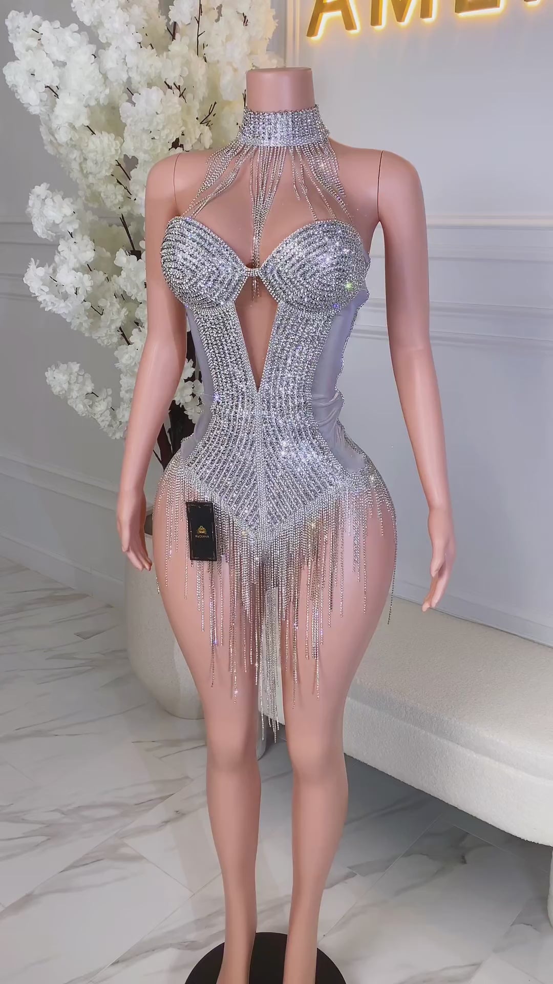 Zeline Silver Fringe Bodysuit (Ready to Ship)