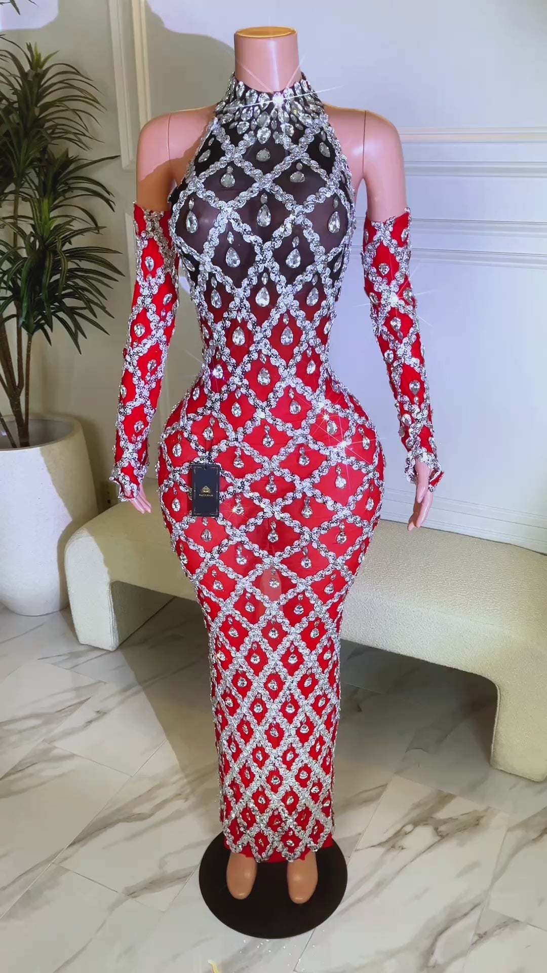 Midnight Rhinestone Dress (Ready To Ship)