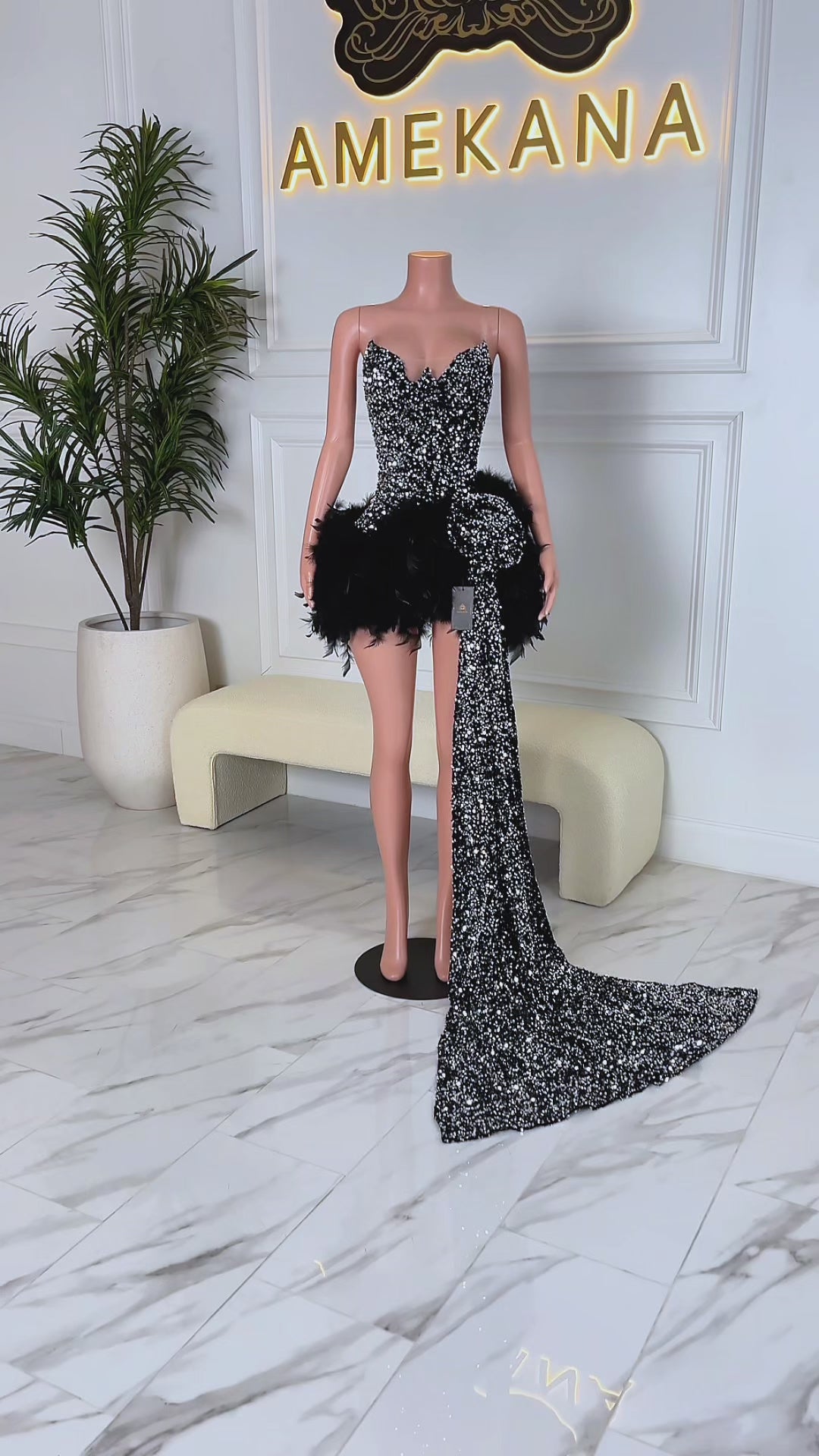 Danica Feather Dress (Ready to Ship)