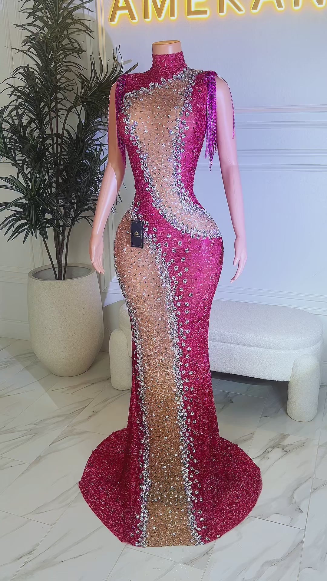 Garnet Rhinestone Dress (Ready to Ship)