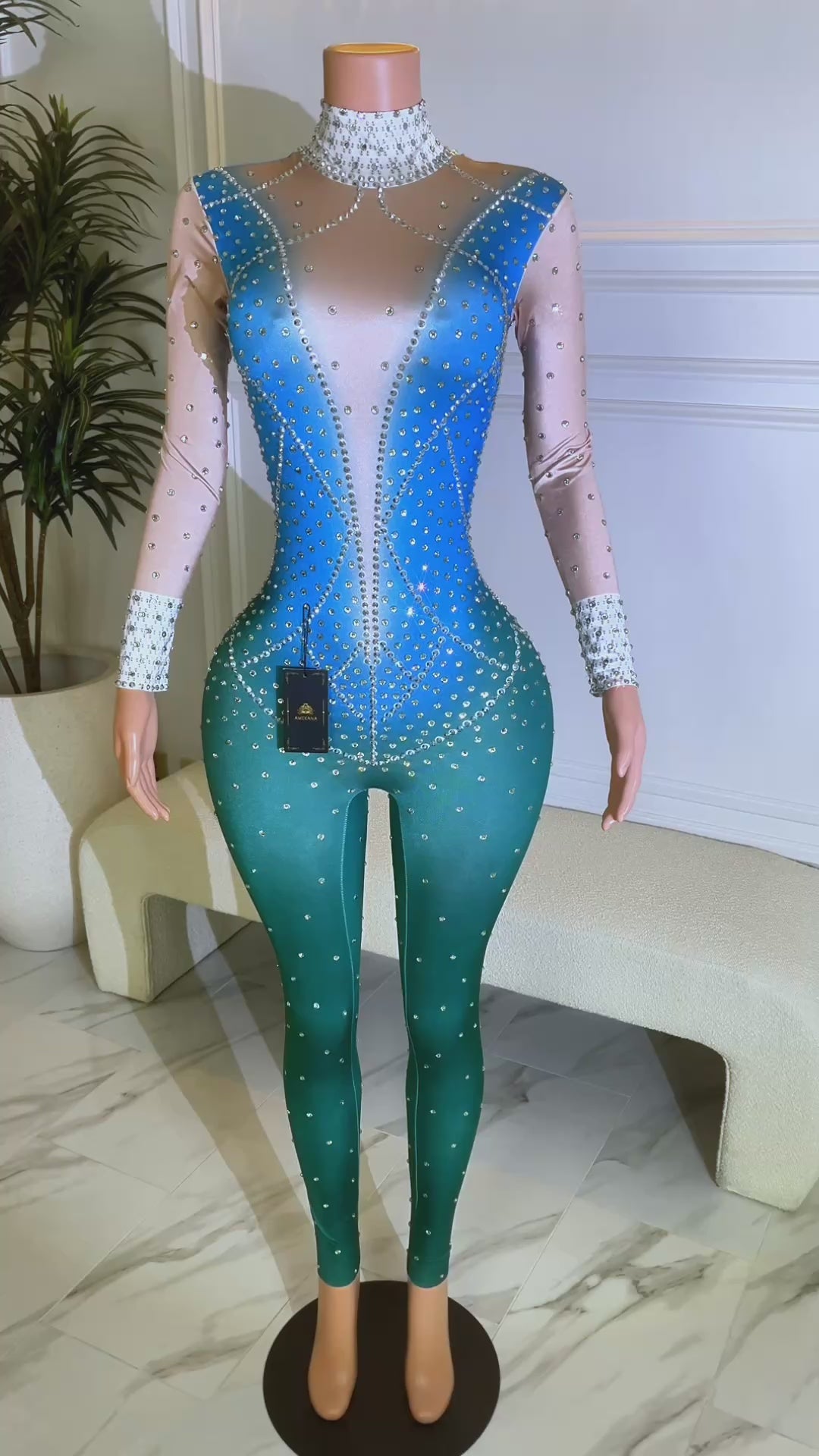 All Night Long Diamante Bodysuit (Ready To Ship)