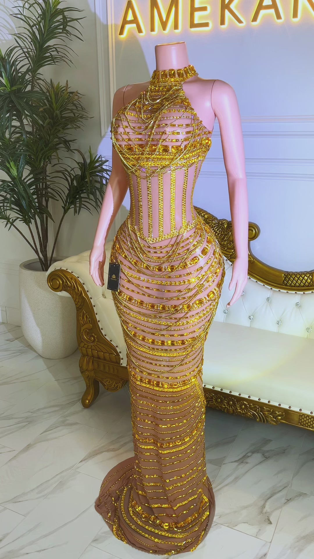 Iska Gold Maxi Dress (Ready To Ship)