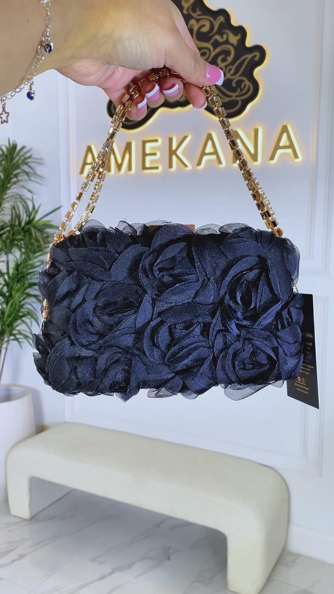 Rosa Black Clutch (Ready To Ship)