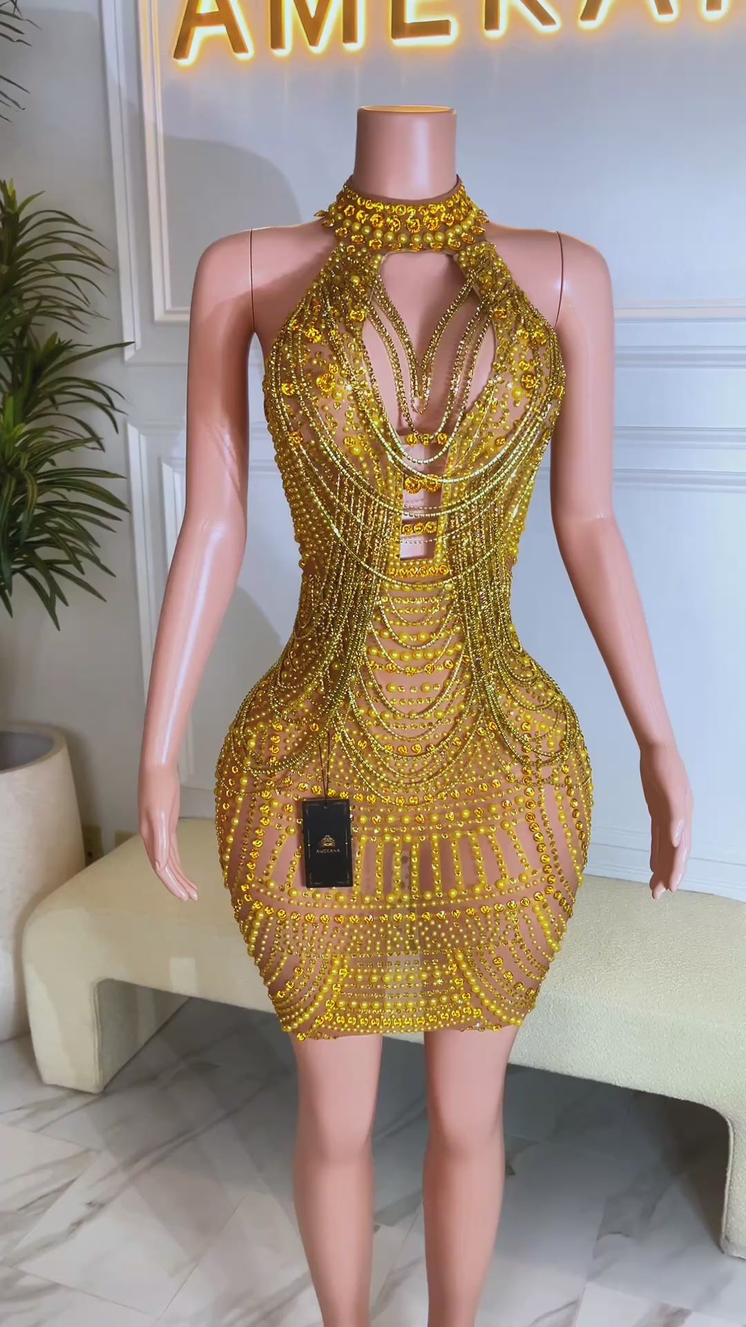 So Mysterious Gold Mini Dress (Ready To Ship)