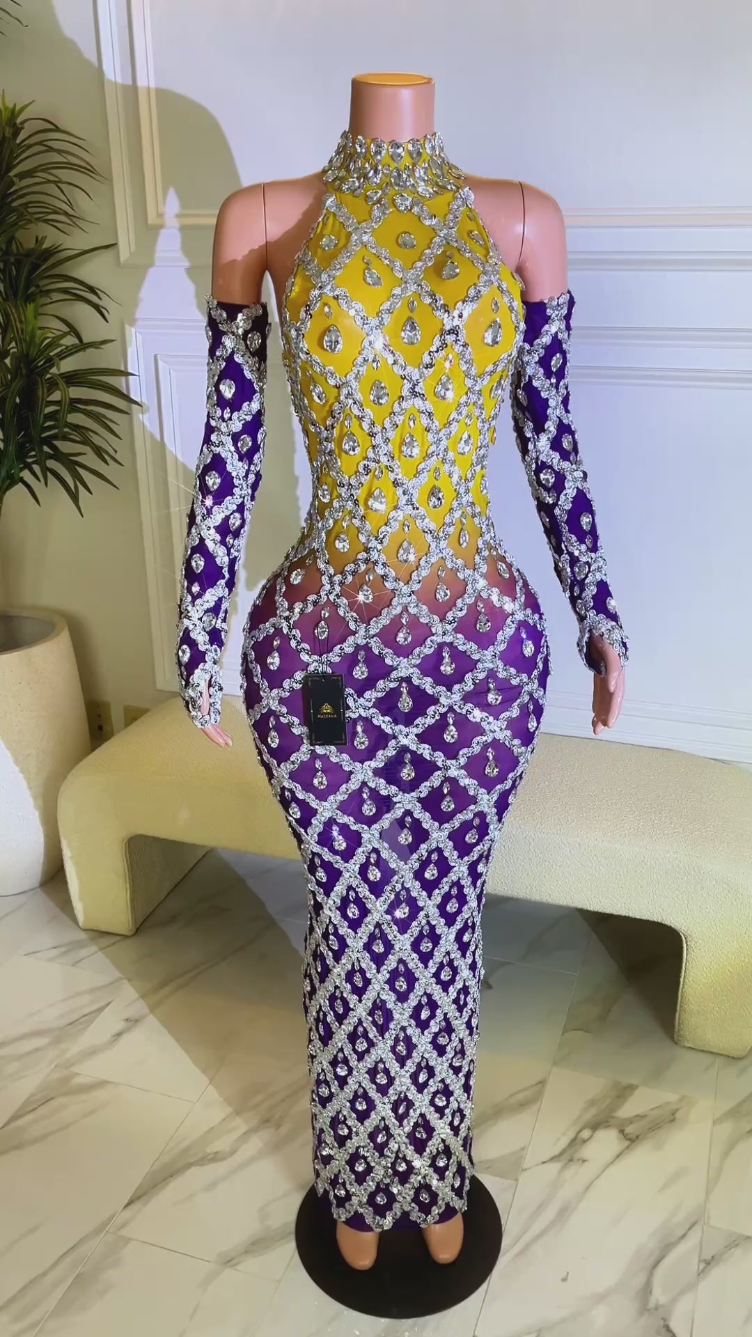 Midnight Rhinestone Dress (Ready To Ship)