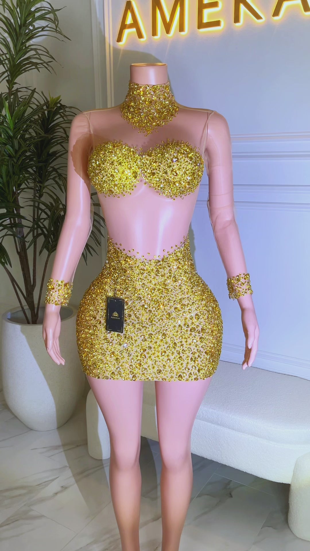 Icon Gold Diamante Dress (Ready to Ship)