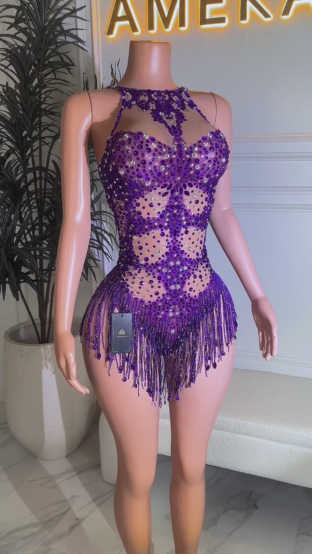 Tally Purple Tassel Playsuit (Ready To Ship)