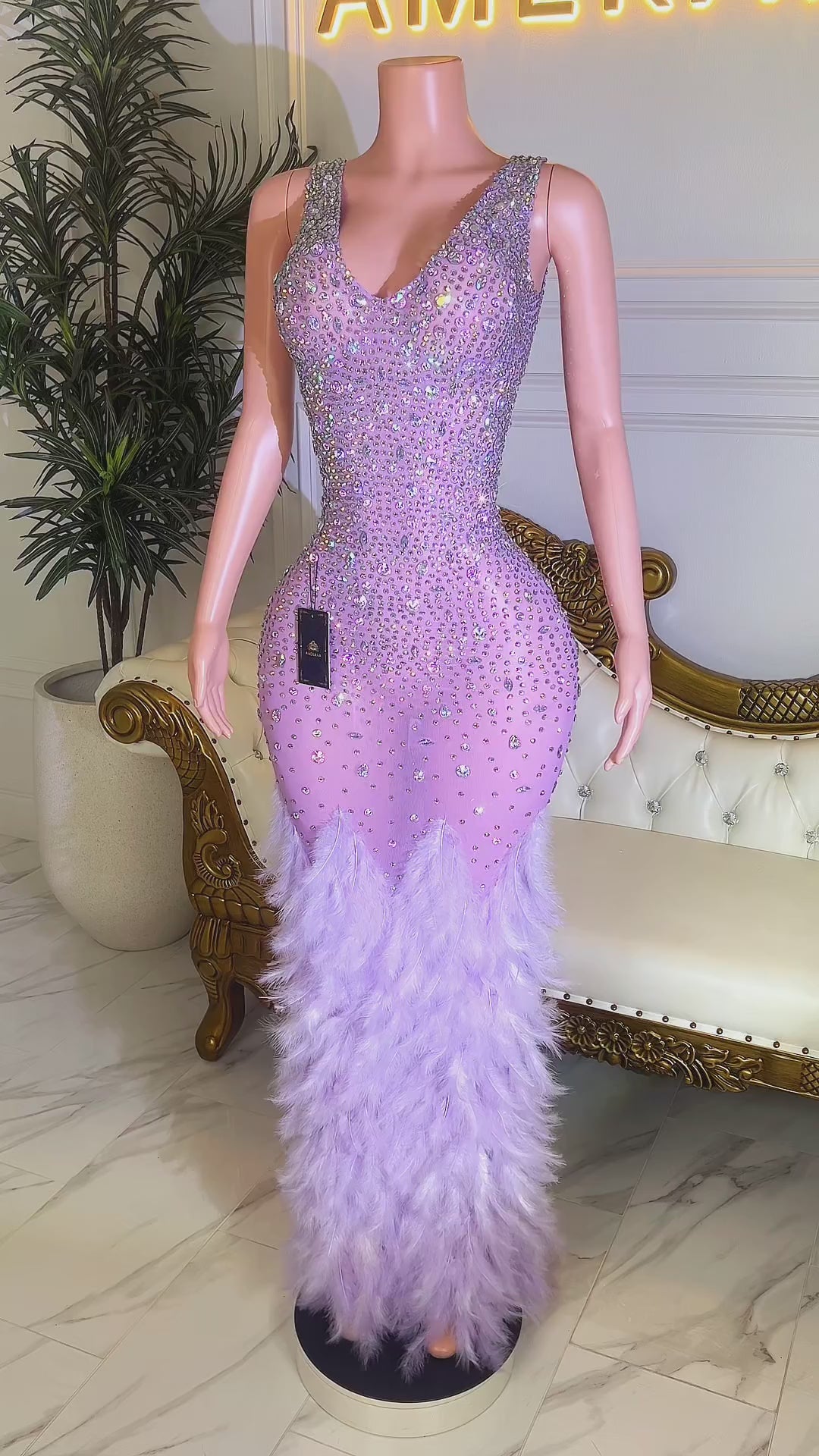 Dreamline Feather Dress(Ready To Ship)