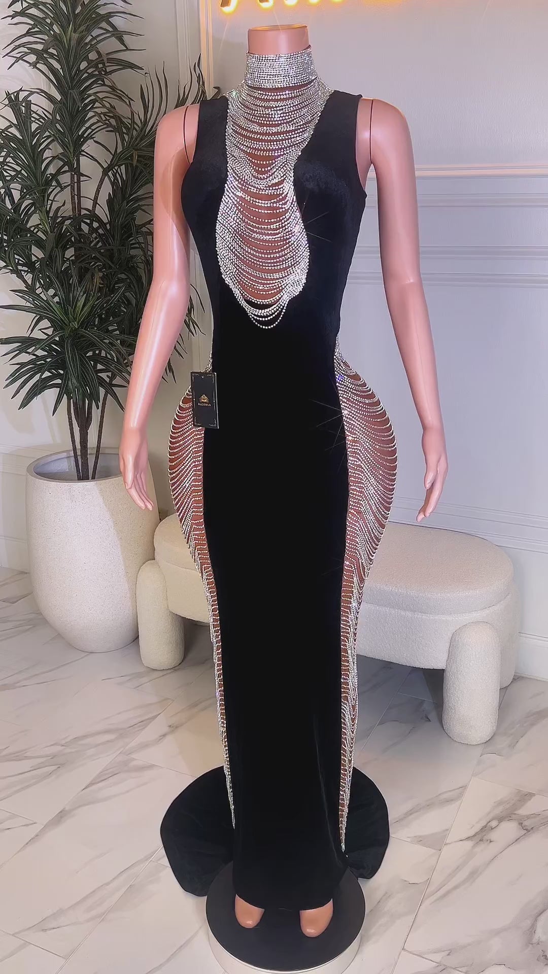 VIP Glow Black Dress (Ready To Ship)