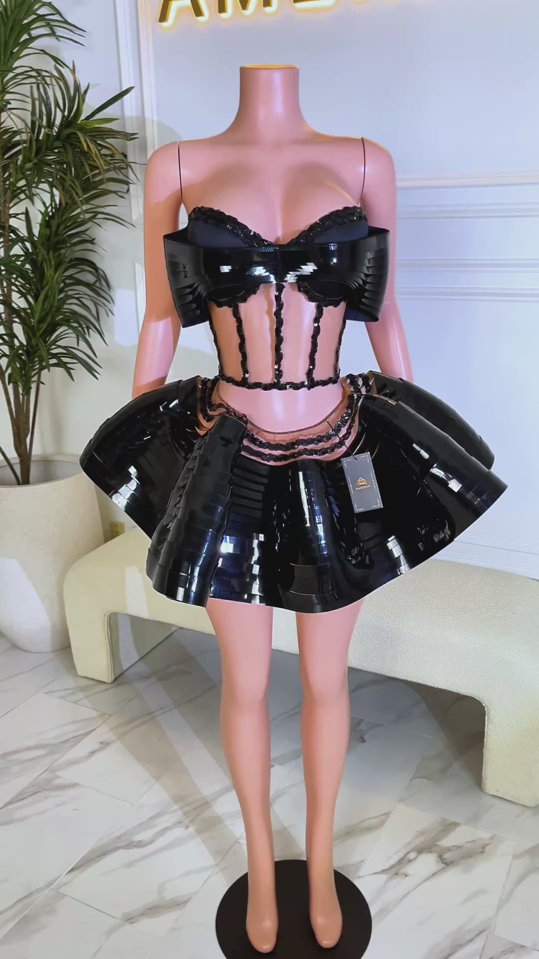 Quincy Black Skirt Set (Ready To Ship)