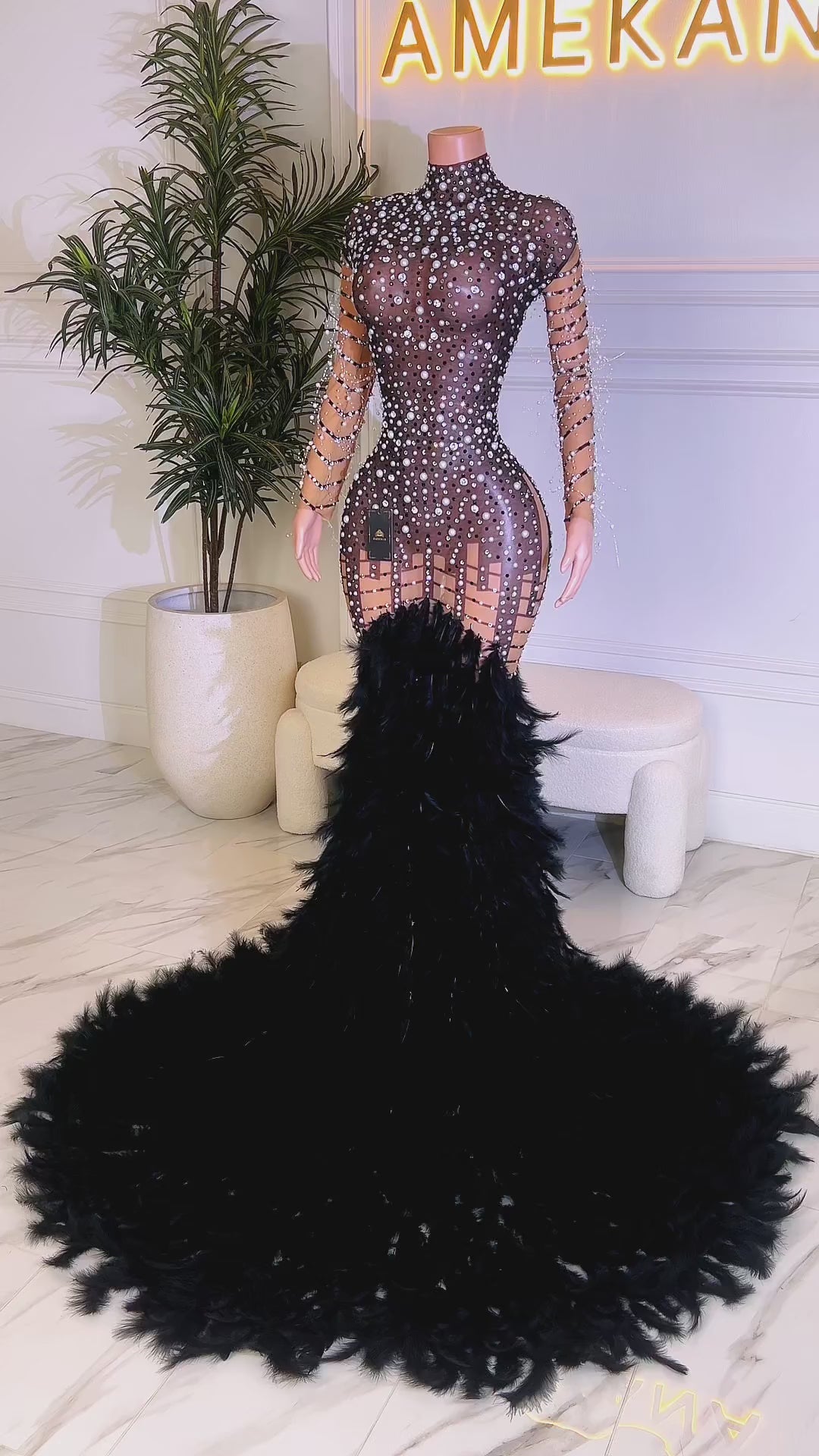 Peacock Black Dress (Ready To Ship)