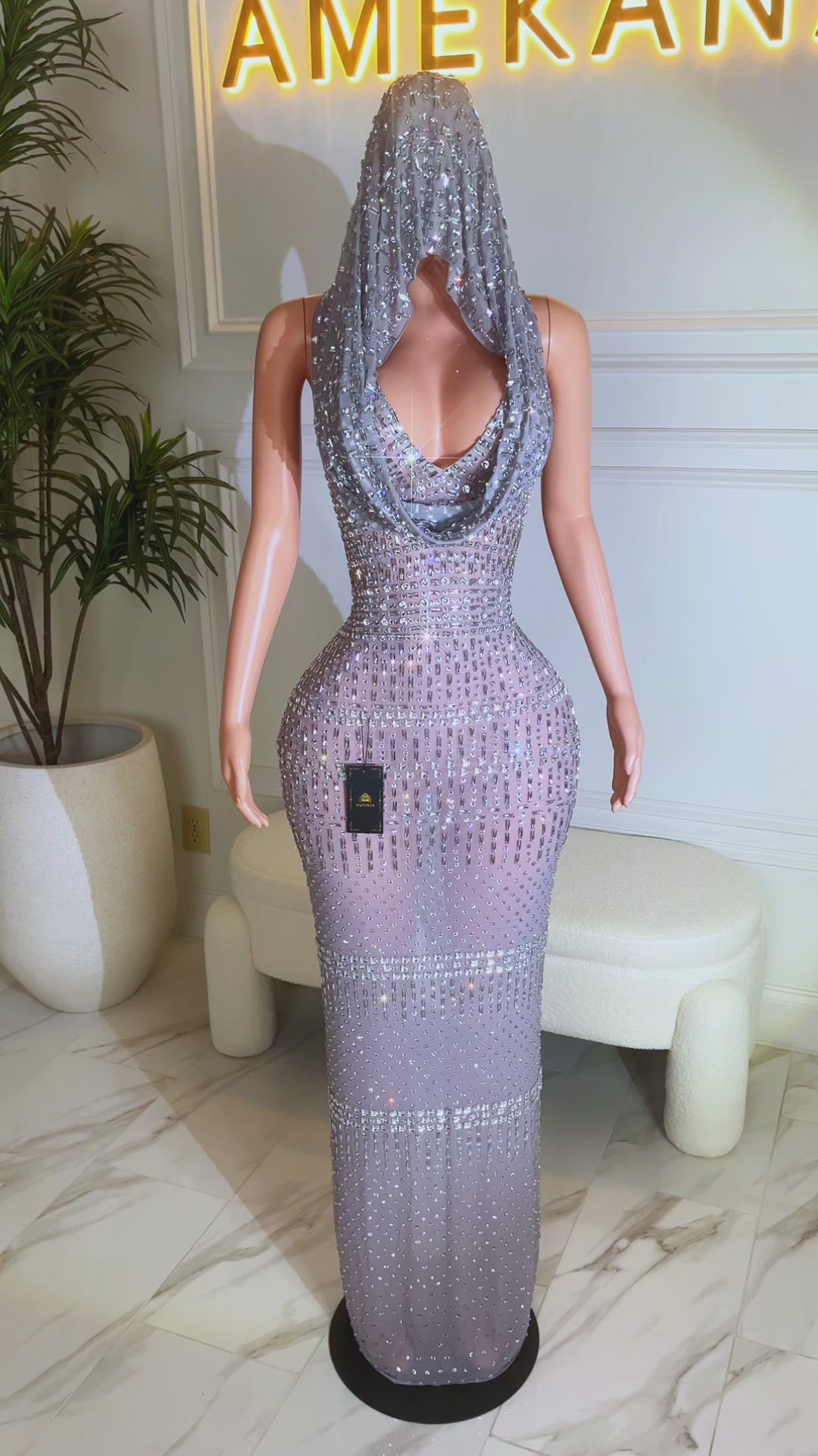Indira Silver Maxi Dress (Ready To Ship)