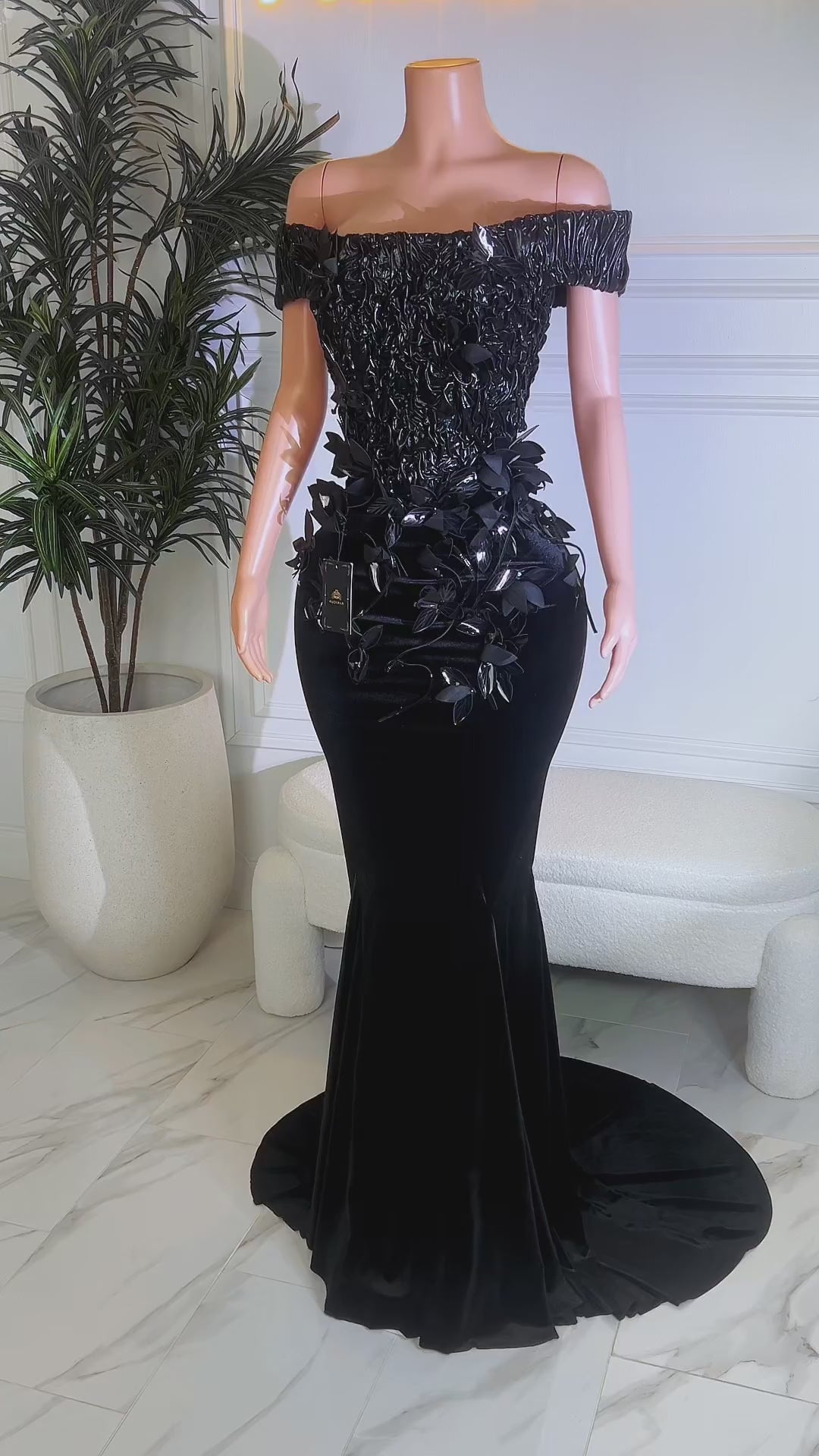 Petals At Midnight Black Dress (Ready To Ship)