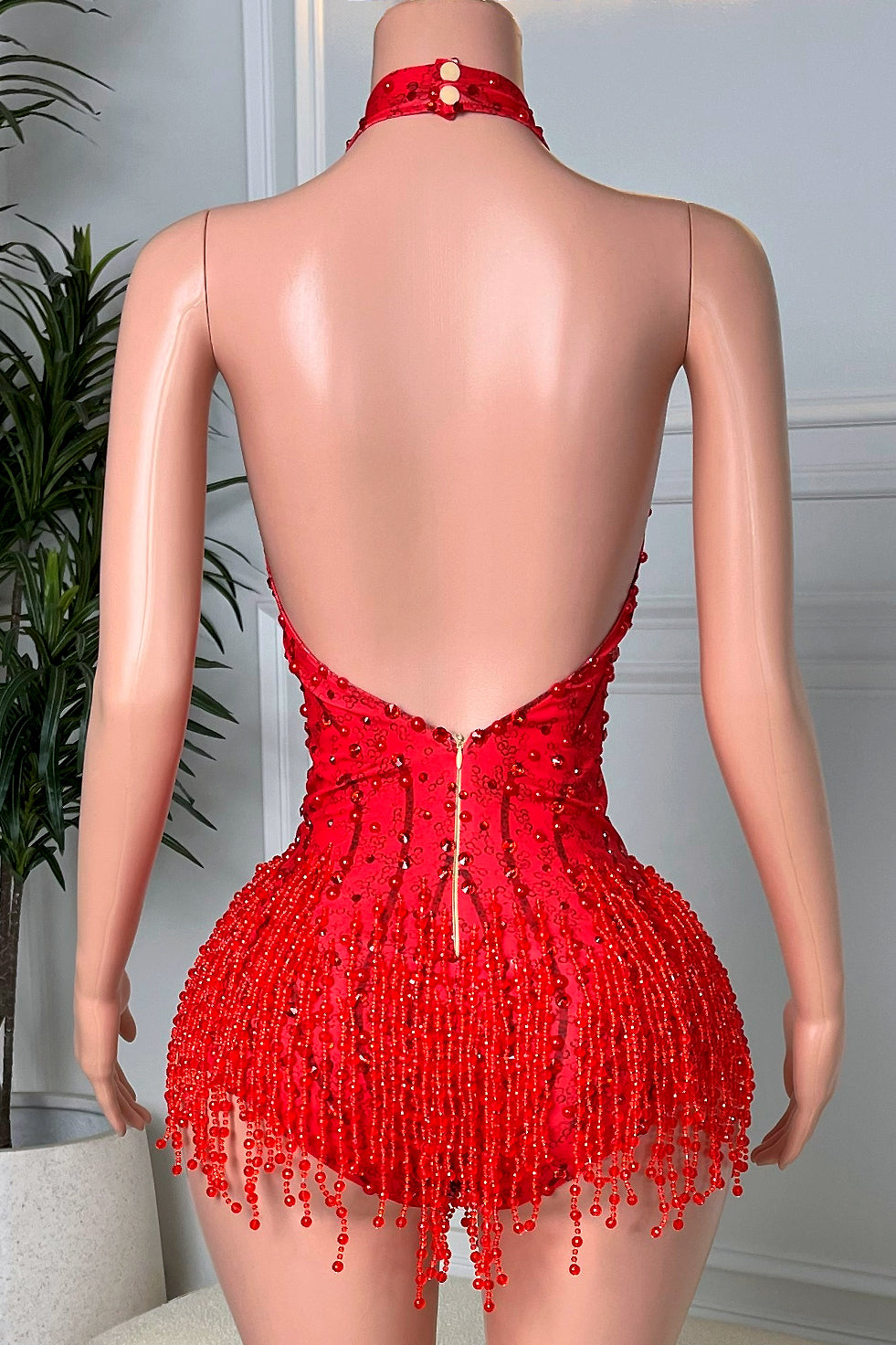 Primo Pearl Red Playsuit (Ready To Ship)