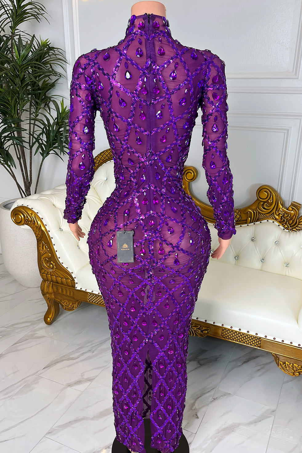 Dawn Purple Rhinestone Dress (Ready To Ship)