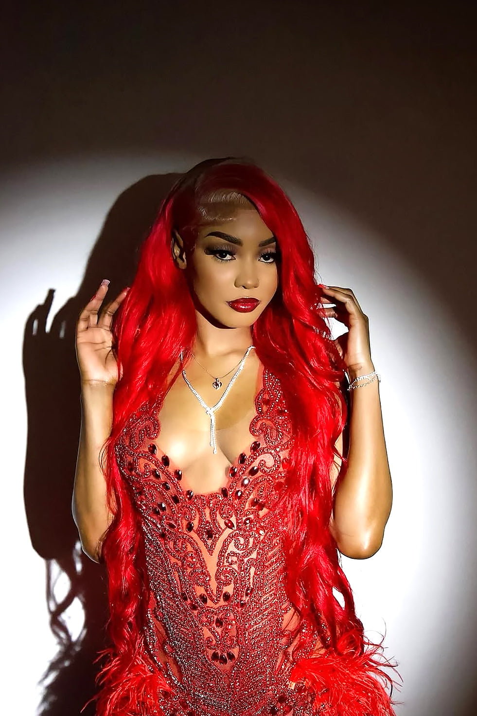 Audrey Red Diamante Dress (Pre-Order)