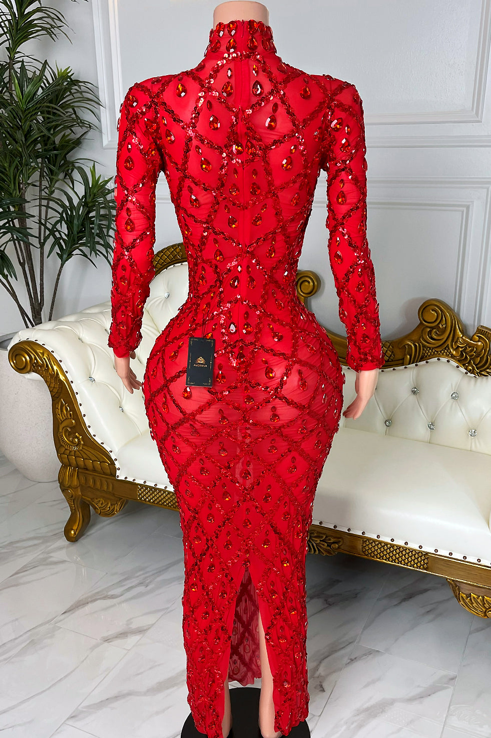 Dawn Red Rhinestone Dress (Pre-Order)