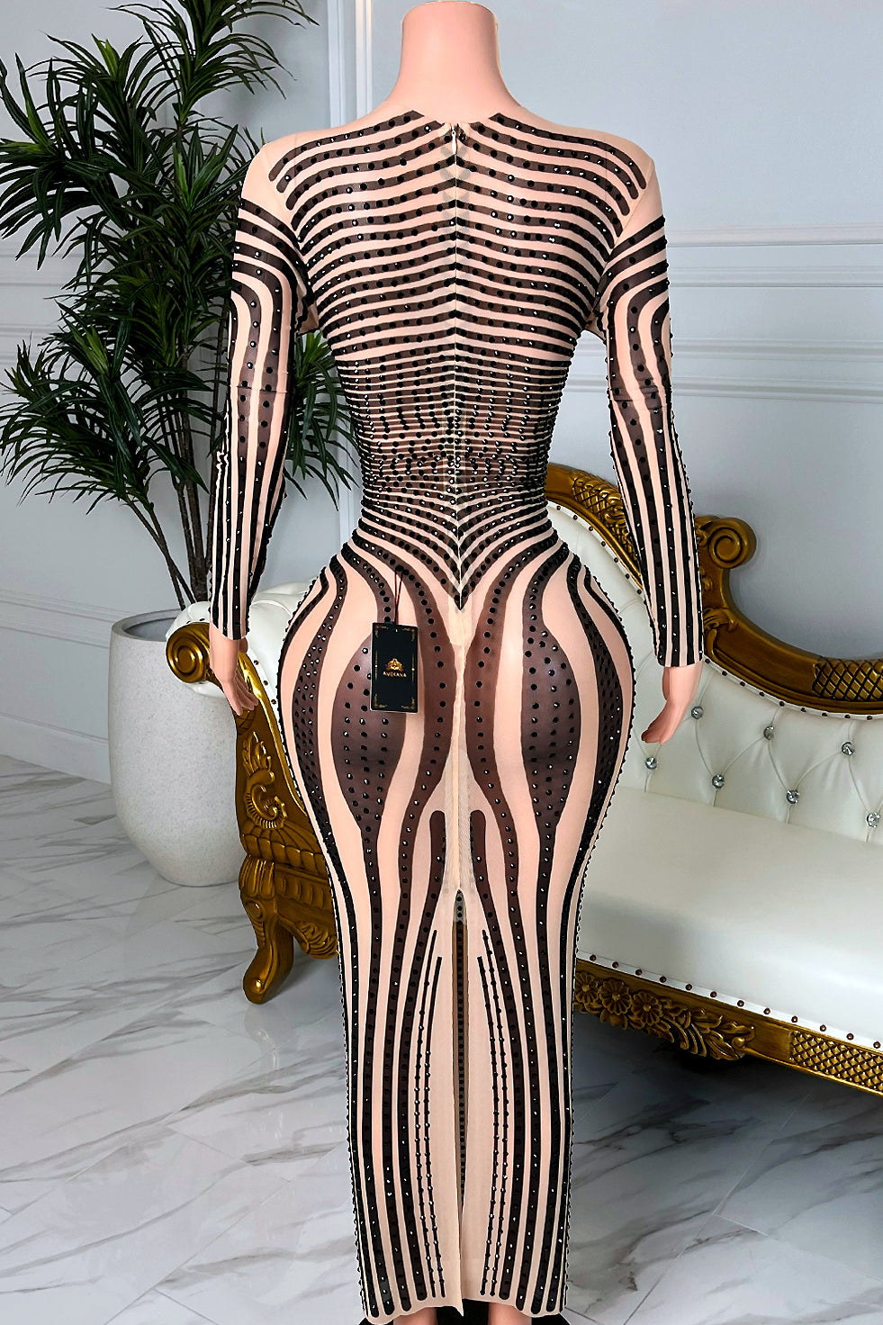 Ria Rhinestone Evening Dress (Ready To Ship)
