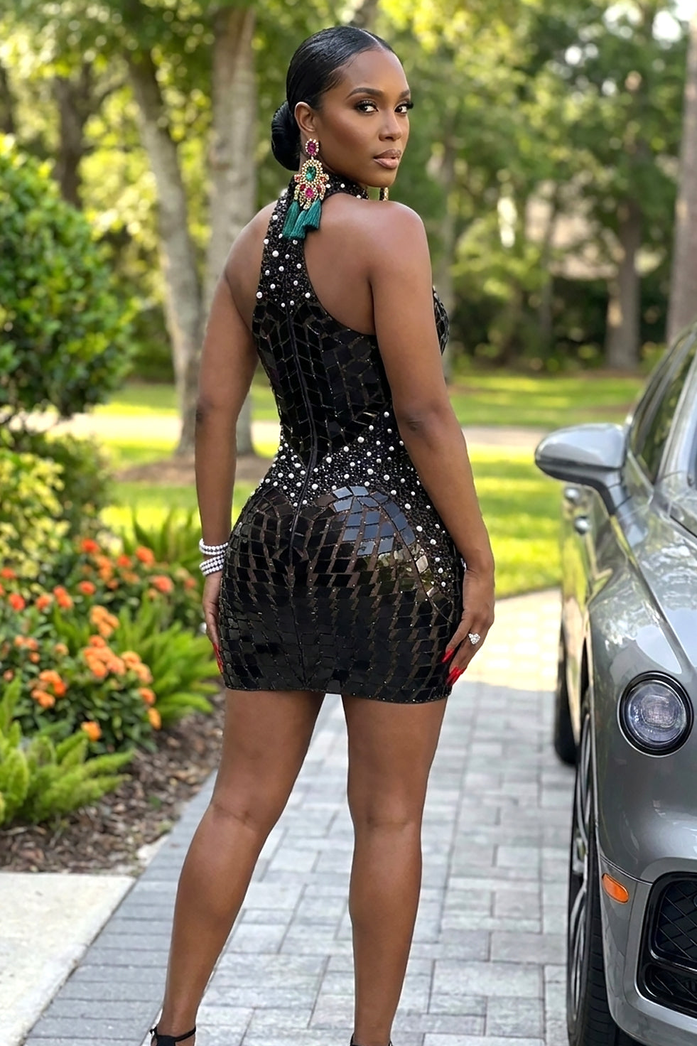 Reina Black Mirror Dress (Ready To Ship)