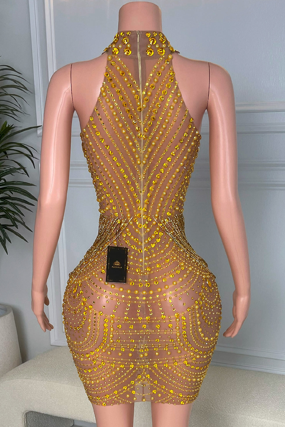 So Mysterious Gold Mini Dress (Ready To Ship)