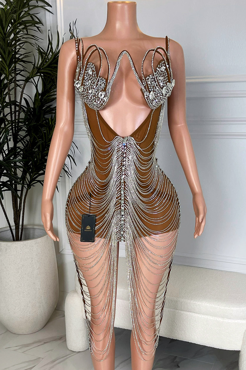 Sweet Nothings Diamante Tassel Dress (Ready to Ship)