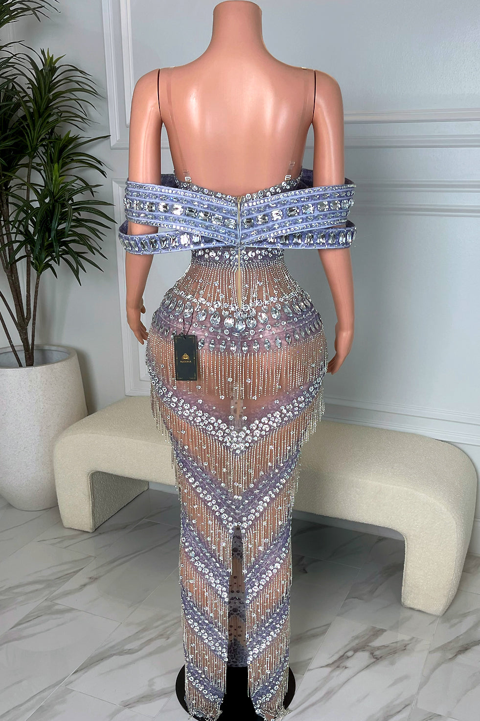 Tarania Silver Maxi Dress (Ready To Ship)