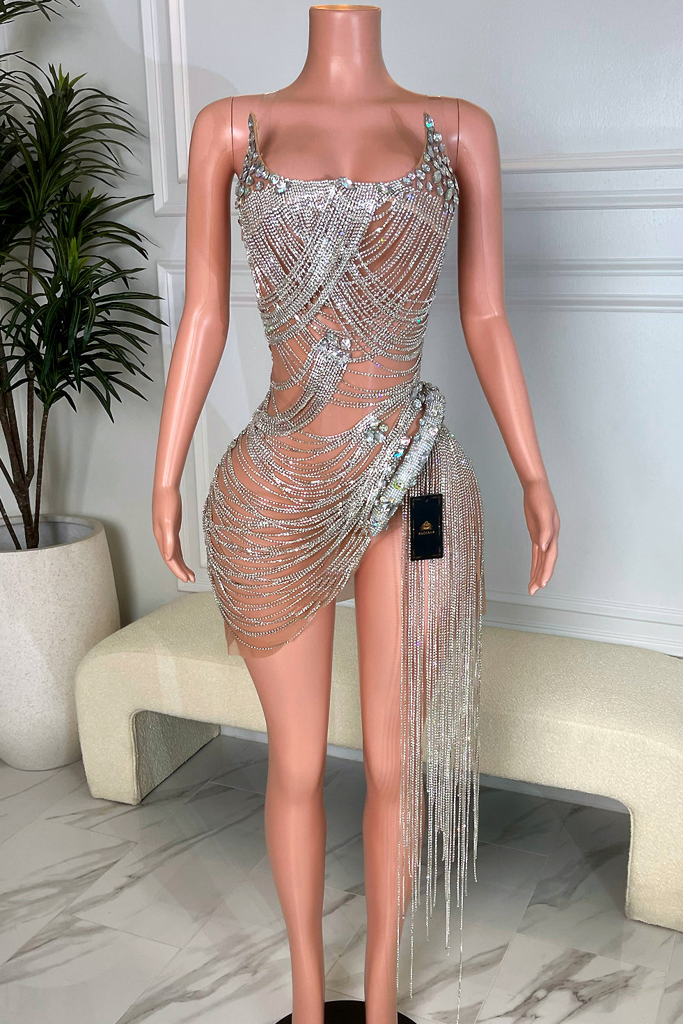 Tilly Diamante Tassel Dress (Ready to Ship)