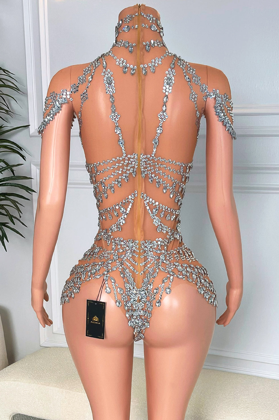 Yuri Rhinestone Playsuit (Ready To Ship)
