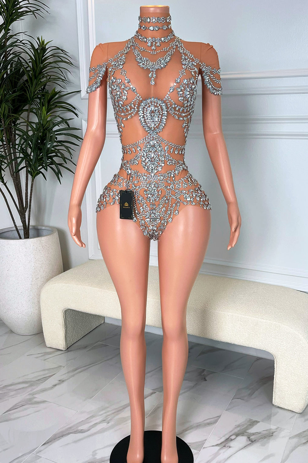 Yuri Rhinestone Playsuit (Ready To Ship)
