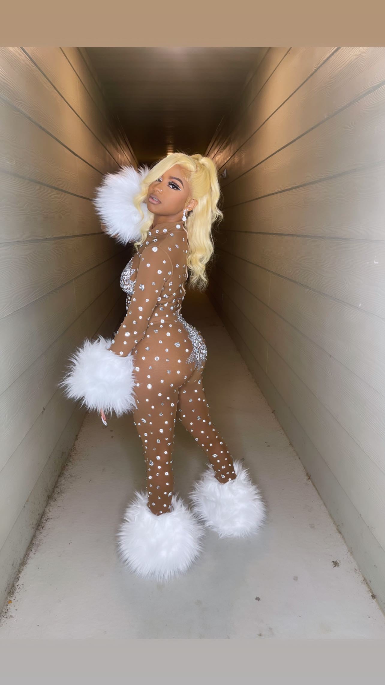 Icey Heart Diamante Bodysuit (Ready To Ship)