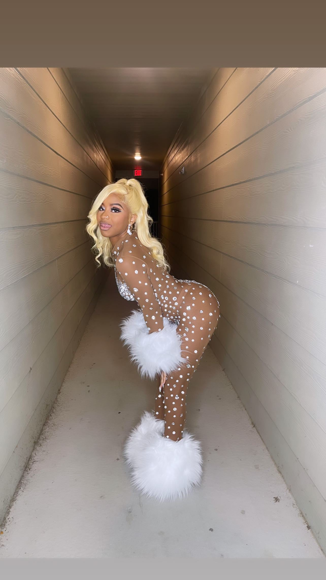 Icey Heart Diamante Bodysuit (Ready To Ship)