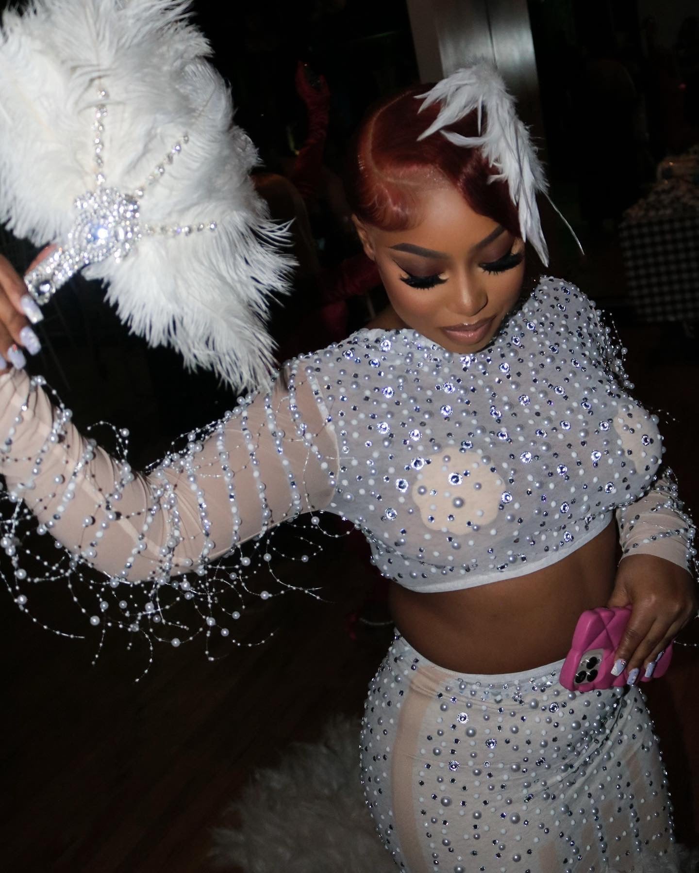 Peacock White Feather Set
