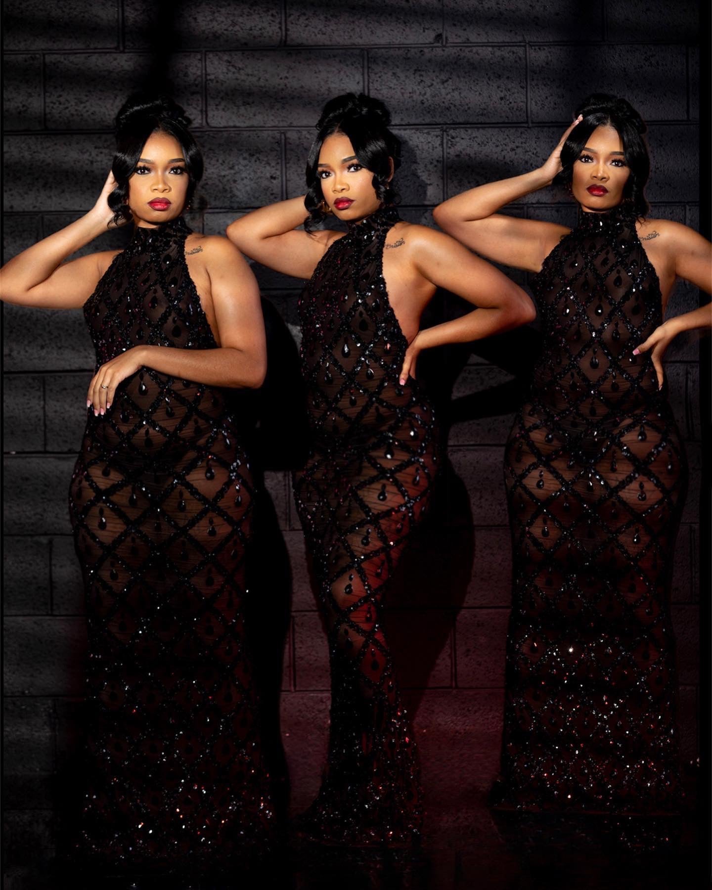 Midnight Black Rhinestone Dress - amekana.mom