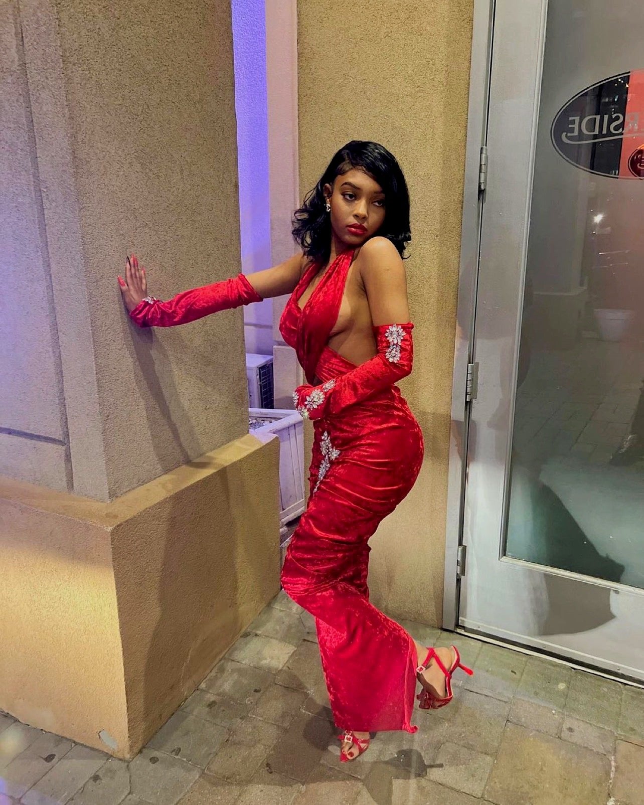 Chrissy Red Diamante Dress (Ready To Ship) - amekana.mom