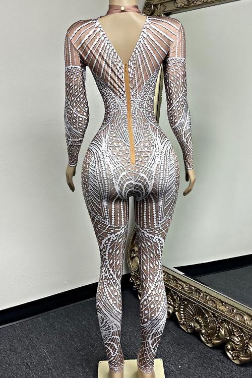 Hazel Print Bodysuit Feather Set With Cape