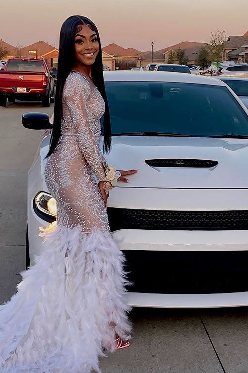 Alist Diamante Feather Dress (Ready To Ship)