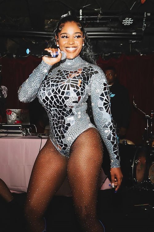 Amelia Rhinestone Silver Mirror Bodysuit (Ready To Ship)