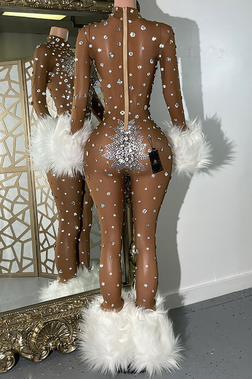 Icey Heart Diamante Bodysuit (Ready To Ship)