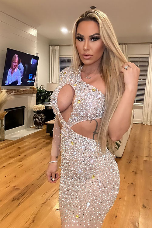 Azra White Diamante Dress (Ready To Ship)