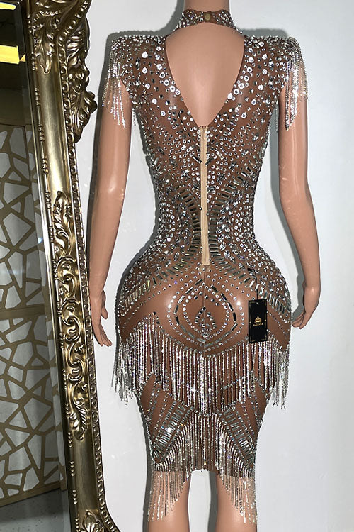 Libra Deluxe Diamante Tassel Dress(Ready To Ship)
