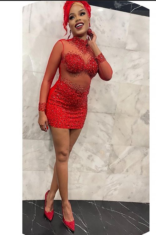 Icon Red Diamante Dress (Ready To Ship)